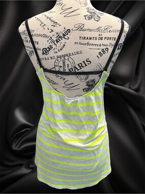 Women’s Speckled & Neon Yellow Striped Tank Top